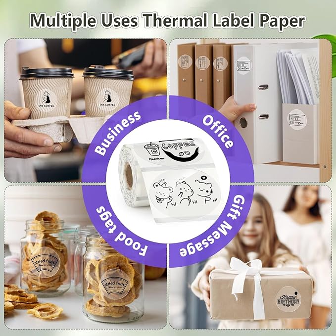 3 Rolls Transparent Thermal Labels,50x50mm Round Label Sticker for Phomemo M110/M120/M220/241BT,for MUNBYN 130B Printer,Waterproof Label Paper for DIY,Name,Logo,Price,Barcode(140/Roll)