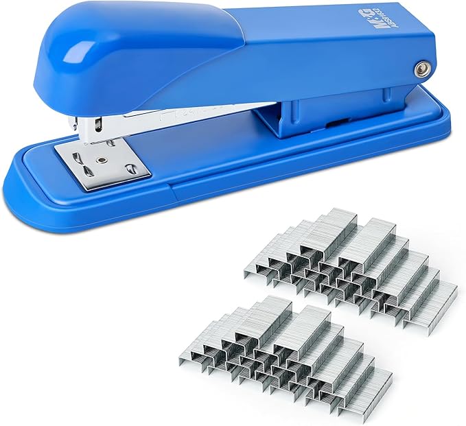 M&G Desktop Staplers, Desk Stapler with 2000 Staples, 25 Sheets Capacity, Metal Office Staplers for School Office Home, No Jam, Non-Slip (Blue)
