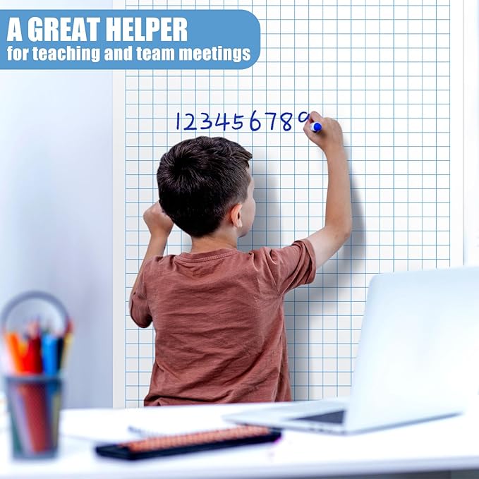 Lincia 25 Sheets Double-Sided Dry-Erase Poster Board Sheets: 1" Grid, 24" x 36" Large Whiteboard Paper Rollable for Classroom, Teachers, Office Presentations