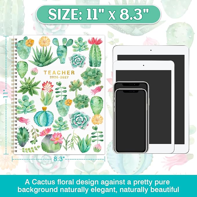 Teacher Planner 2026-2027 - Teacher Lesson Planner 2026-2027, Jul. 2026 - Jun. 2027, 8.3" x 11", 2026 2027 Planner Weekly & Monthly Lesson Plan Book for Teachers with Back pocket, Colorful Tabs