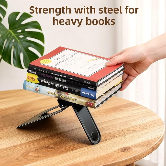 HappyHapi Book Ends, Metal Bookends for Shelves, Non-Skid Book End to Hold Books, Black Book Stopper/Holder for Office Home Kitchen, 5.7X 4.9 X 6.5 in, 3 Pair(6 Pcs, Large)