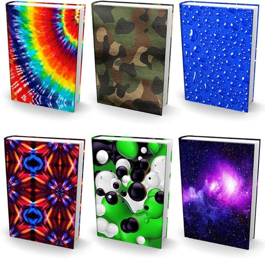 Book Sox Stretchable Book Cover: Jumbo 6 Print Value Pack. Fits Most Hardcover Textbooks up to 9 x 11. Adhesive-Free, Nylon Fabric School Book Protector Easy to Put On Jacket wash Re-use (Print)