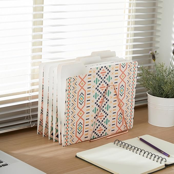 Y YOMA 12 Pack Decorative File Folders Letter Size File Folder with 1/3-Cut Tab Cute Pretty Colored Heavyweight Filing Folder File Organizers for Office School Home Desktop, Indian Style