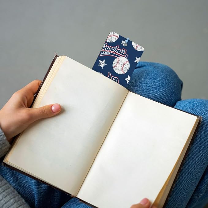 Baseball Ball 5pcs Wood Bookmarks with Tassel for Planner Reading Book Lovers Accessory Readers Men Women 4.6 X 1.2 Inch
