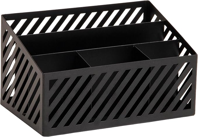 Mind Reader Desktop Organizer and Mail Sorter, Five Compartments, Office Supplies and Accessories, Metal, Black