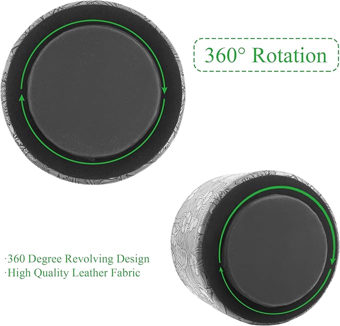 Round Leather Art Supply Organizer,Remote Control Holder,360-degree Rotating Pen Organizer with 4 Compartments(1-Butterfly Grey)