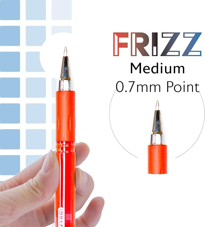 BAZIC PRODUCTS Frizz Erasable Gel Pens, 0.7mm Medium Point, Red Ink, Comfort Grip for Smooth Writing Drawing Planner, 1-Pack