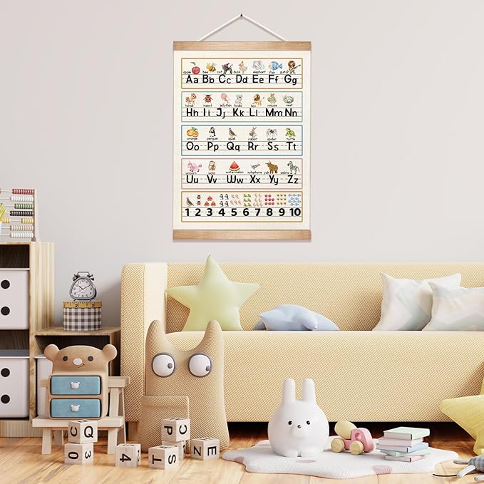 Alphabet and Numbers Educational for Classroom Decor,Colorful Educational Poster for Toddlers 1-3,Toddler Learning Poster for Ages 3-5 for Nursery Playroom,Classroom Must Haves 14x18.5Inch(Colorful-03)