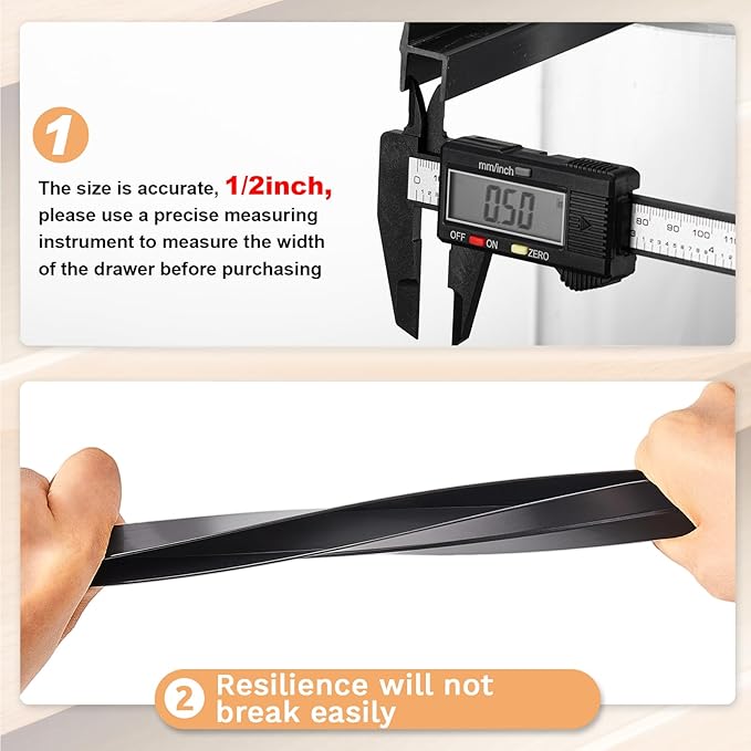 Tenare 4 Pieces Hanging File Rails PVC Black File Rails Hanging System Keeping Your Folders Neat and Organized(1/2 Inch Drawer Sides 15.8 Inch Long)