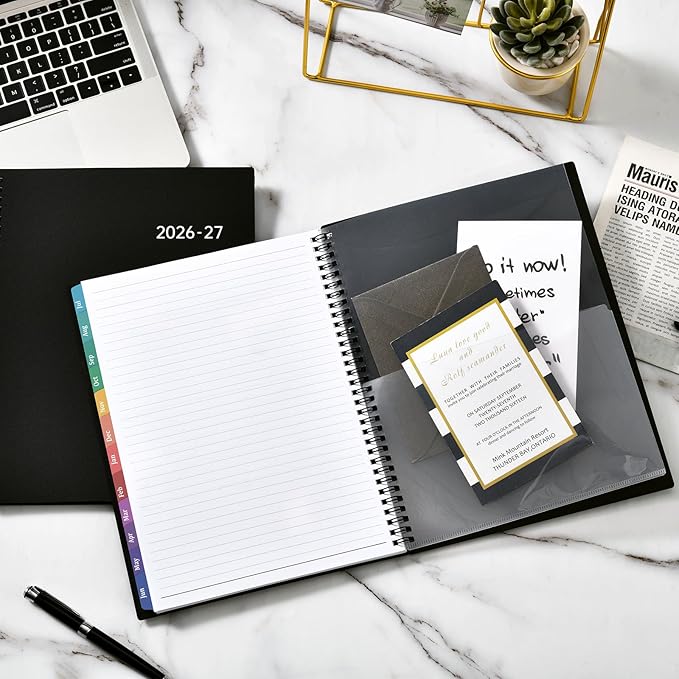 Planner 2026-2027 – Academic Planner 2026-2027, 9" x 11", Large, July 2026 – June 2027, Weekly and Monthly Planner, 2 Monthly Tabs, Strong Twin-Wire Binding, Inner Pocket, Hardcover, Black