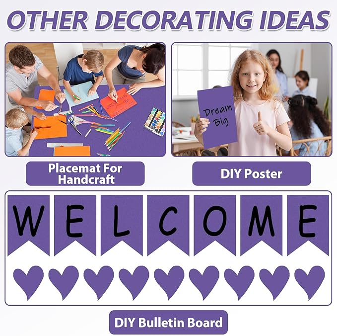 Ultra Purple Bulletin Board Paper Roll Purple Bulletin Board Background Paper Back to School Classroom Decoration Poster for Art Craft DIY Projects Home Office Classroom Party Supplies 17.7in x 20ft