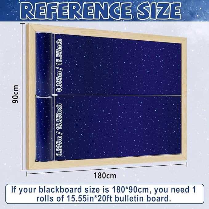 Outer Space Bulletin Board Roll Reusable Waterproof Erasable Blue Night Sky Board Galaxy Fabric Bulletin Board Fadeless Night Sky Background Galaxy Poster for Classroom Decor Wrap Craft 15.5" x20ft