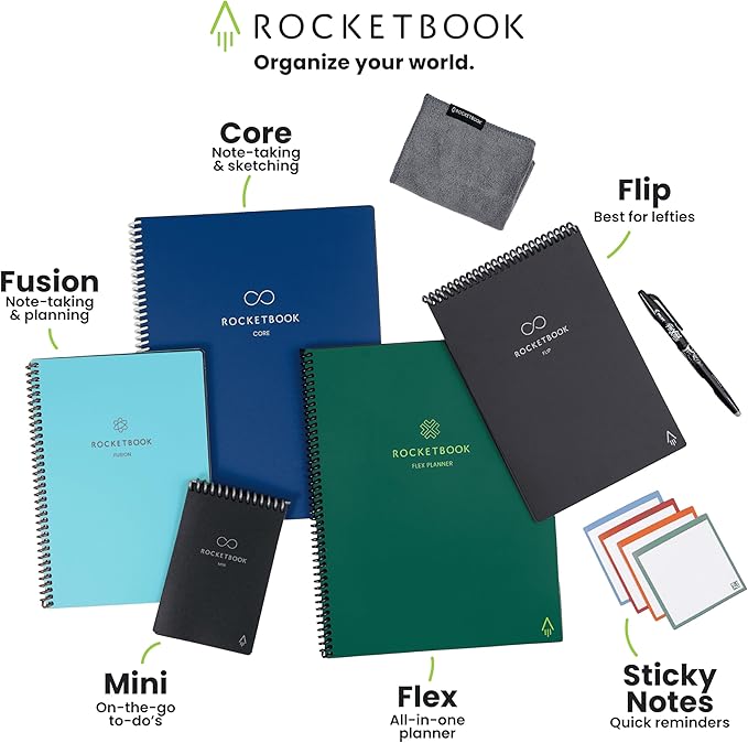 Rocketbook Fusion Hybrid Reusable Planner and Notebook in One, Additional Blank Pages, Goal and Project Tracker, Undated Planner, Letter Size 8.5x11, Blue (Pack of 1)