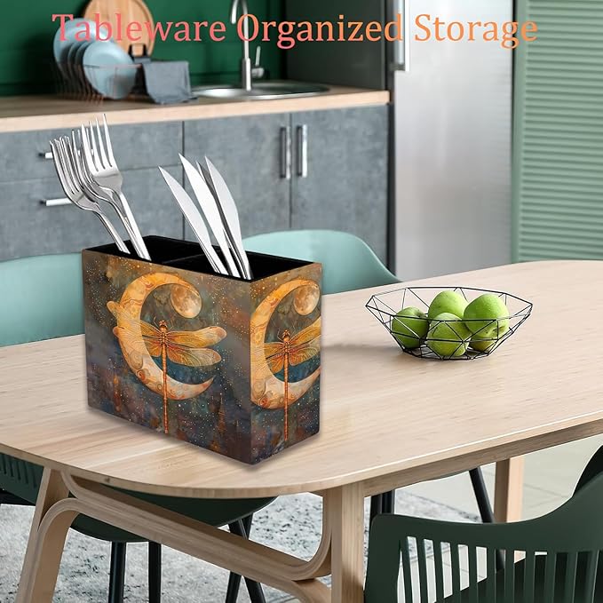 Pen Holder, Pencil Case, Makeup Brush Storage Box, Tableware Storage Box, Suitable for Office Or Home Item Organizing Stand - Vintage Dragonfly