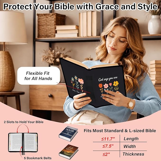 Large Bible Bags for Women Organizer with Bible Cover Case, Bible Cover Study Supplies Bible Journaling Kit Book Carrying Case with Bible Highlighters Tabs, Christian Gift for Women Mom