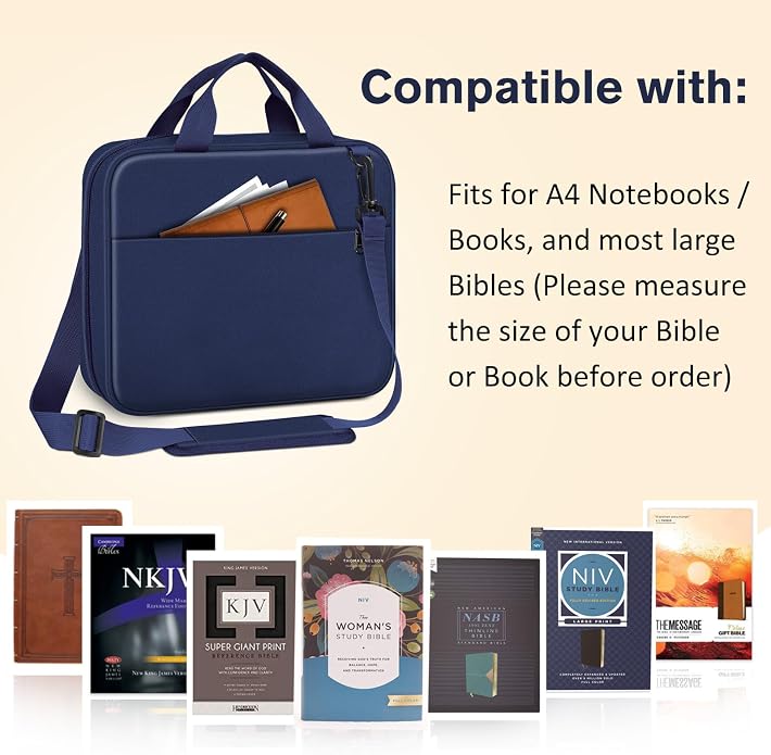 FINPAC Large Bible Cover, Carrying Book Case Church Bag Bible Protective with Zippered Pocket and Handle, Gift for Men Women