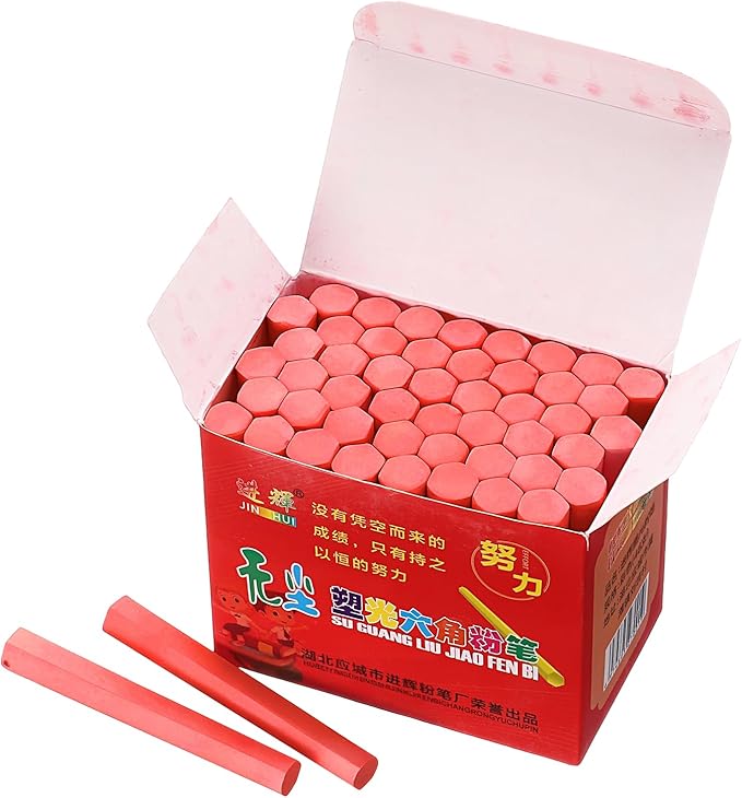 PATIKIL 48 PCS Chalkboard Chalk, Dustless Chalk Small Bulk Colored Thin for Chalkboard Blackboard Teacher Classroom Adults Indoor Home Office Supplies, Red
