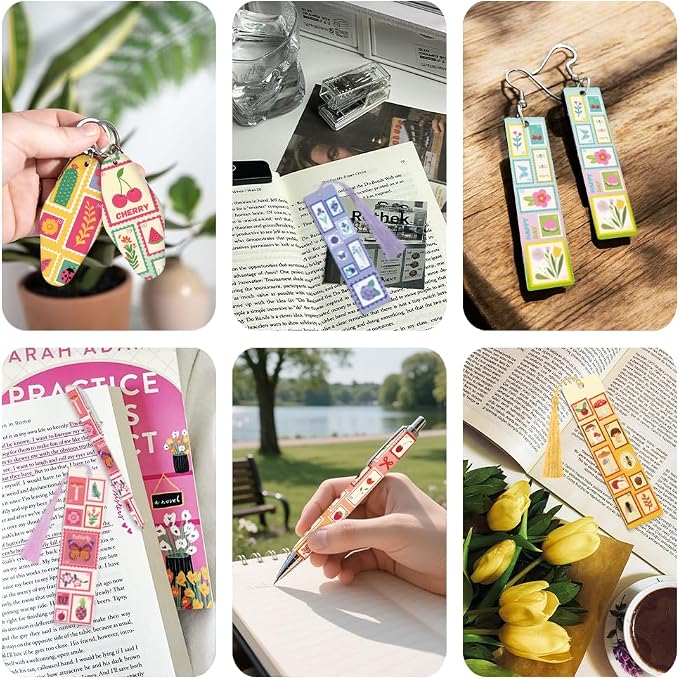 Peacoblue 30pcs UV DTF Bookmarks Transfer Stickers Wraps Stamps for Women Men Reading, Waterproof Bookmarkers Decal(No Blank Bookmarks) for Acrylic Plastic Metal Blank Bookmark