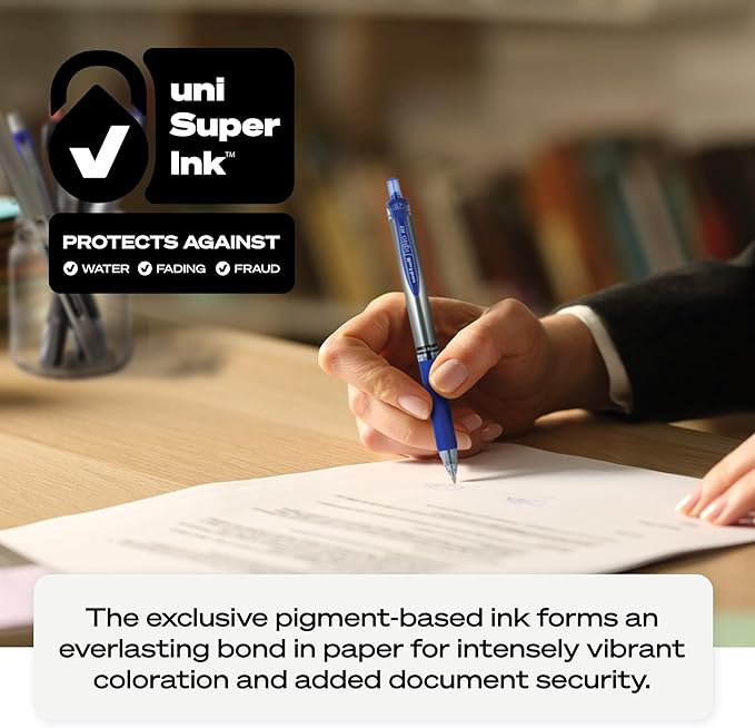 uniball Signo Gel Pen, Retractable, Medium 0.7 Mm, Blue Ink, Blue/metallic Accents Barrel, Dozen (Pack of 144)