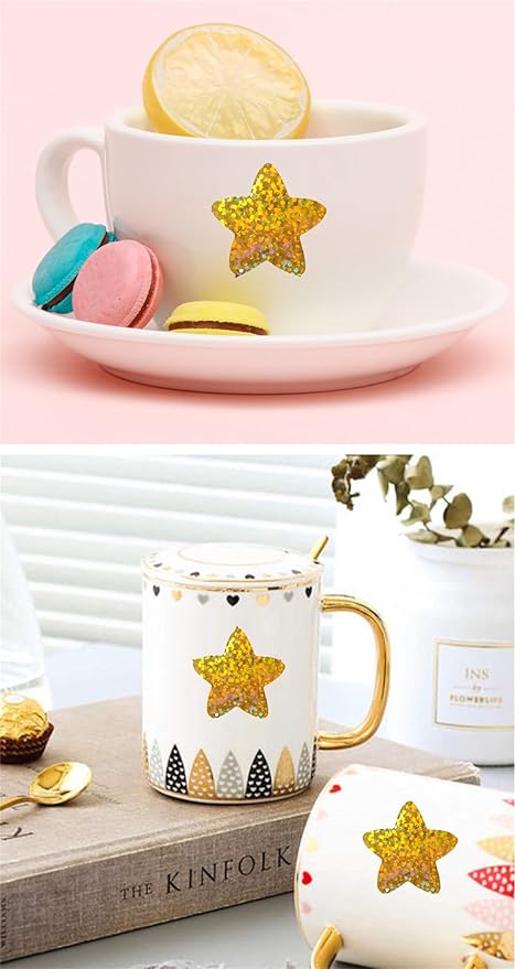 Sparkly Foil Small Star Stickers 500Pcs Gold Star Stickers 1" Diameter for Reward, Arts and Home Supplies Planner (Gold 500pcs)