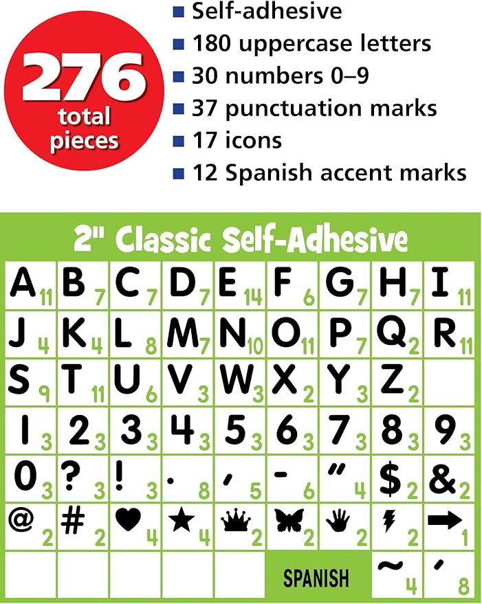 Teacher Created Resources Self-Adhesive Black Glitz 2" Classic Letters Uppercase (TCR9647)