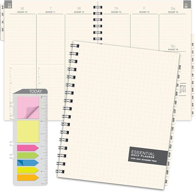 ESSENTIAL 2026-2027 Monthly & Weekly Planner with Tabs, 7"x9": 14 Months (May 2026 - June 2027), Professional, Simple, Easy-to-Use Design and Frosted Poly Cover for Extra Protection (Frosted)