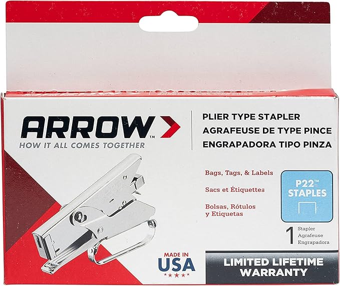 Arrow Fastener P22 Heavy Duty Handheld Plier Stapler for Crafts, Office, and Insulation, Uses 1/4-Inch and 5/16-Inch Staples