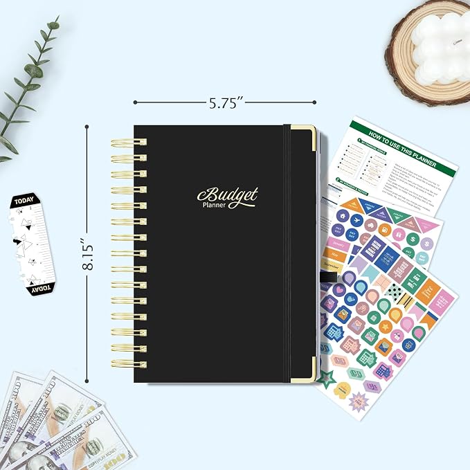 Ospelelf Budget Planner Budget Book with Bill Organizer and Expense Tracker 12 Month Undated Account Book to Take Control of Your Money Black