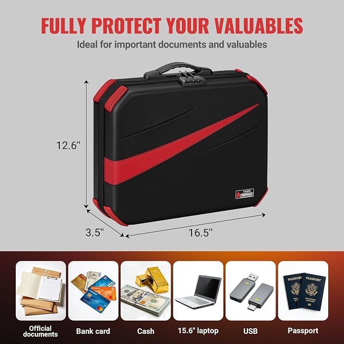 Ytonet Accordion File Organizer, Hard Case Document Box with Combination Lock, Important Document Organizer with Removable File Folder, Portable Safe Box for Home Car Travel for Letter Size Files