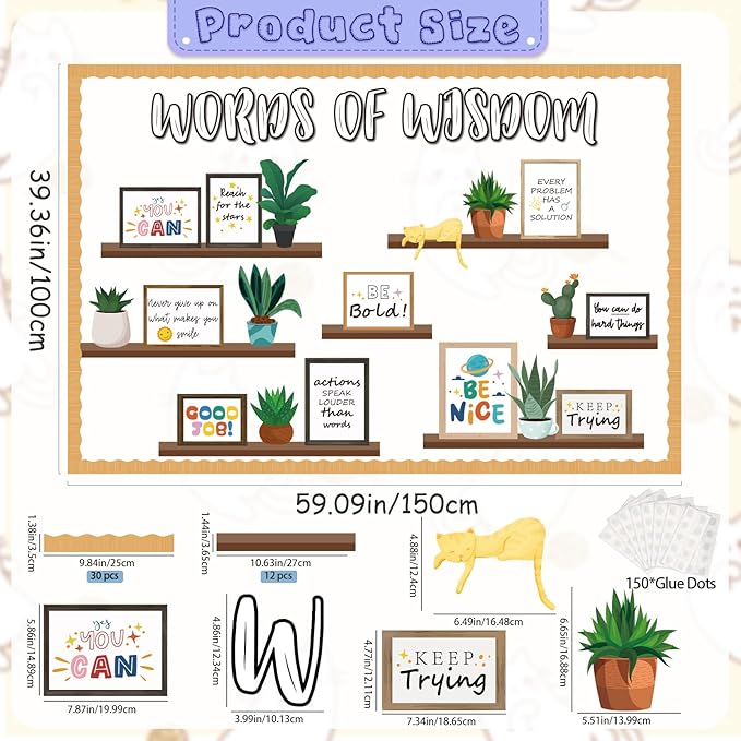 VABAMNA Bulletin Board Decorations for Classroom, 74Pcs Greenery Positive Affirmation Motivational Cutouts Classroom Must Haves for Teacher School Library Welcome Back to School Door Wall Decor