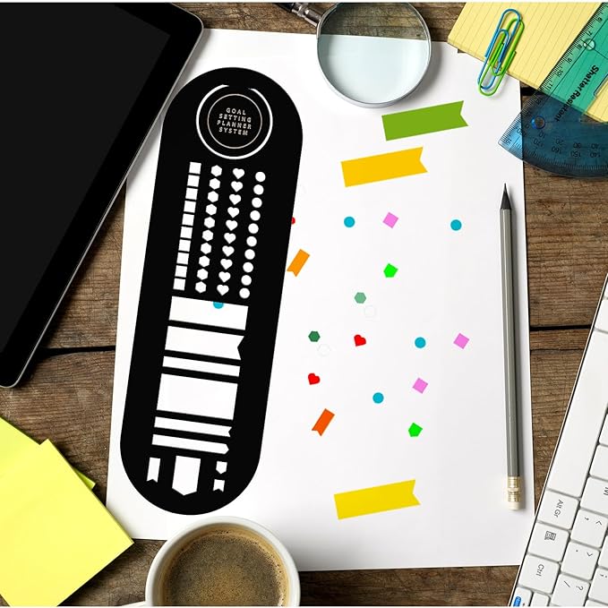 Faccito Stainless Steel Metal Stencil Bookmark 2.5 x 8 Inches Bookmark Journaling Metal Journal Stencil for DIY Engraving, Painting, Template, Scrapbook, Planner (Black)