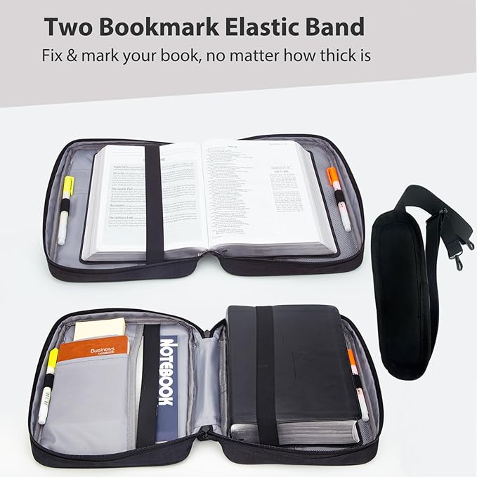 Bible Covers for Men & Women, Bible Case Carrying Church Bag with Book Stand, Bible Bag with Handle, Zipper and Multi-Pockets for Scripture Study Bible Protector