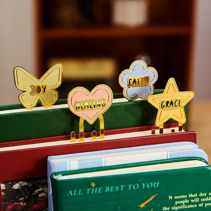 4PCS Metal Paperclip Bookmarks, Inspirational Christian Bookmarks, Cute Bookmark Clips for Books, Bible, Journals, Gifts for Women