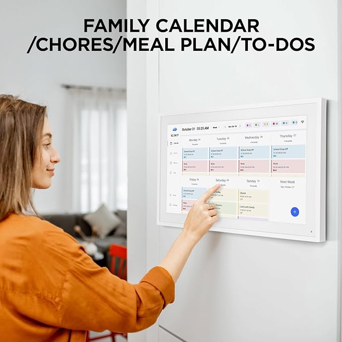 15.6 Inch Smart Digital Calendar, Wall Electronic Calendar, 1920 * 1080 IPS Full HD Touch Screen Display for Family Meal Planner Support - Streamline Household Organization, Gifts for Women, Mom
