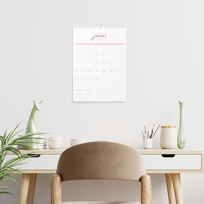 Karto Wall Calendar 2026-2027 - Vertical 11x17 inch January 2026 to June 2027 - Boost Your Productivity and Easy Planning with the Aesthetic Monthly Calendar - Two Font Pink