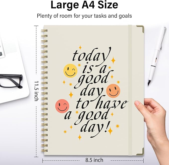 Academic Planner 2026–2027, A4 Hardcover Weekly Monthly Planner, Large 8.5" x 11" School Year Planner July 2026 to July 2027, with Bookmark, Pocket Folder and Sticky Notes, Smiley Face