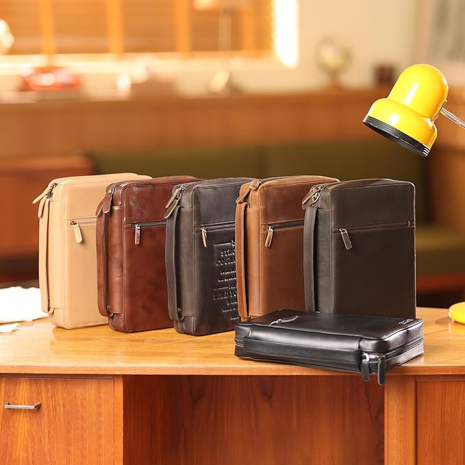 Polare Full Grain Leather Bible Cover Church Bag Bible Protective Book Holder Carrying Case Folder Organizer Portfolio