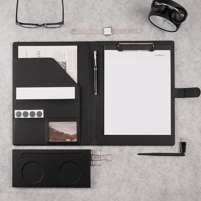 Professional Padfolio Binder with Clipboard Ideal Organizer for Business Perfect Size 9.6 in x 12.8 in Durable Portfolio for Professionals Students Presenters Black