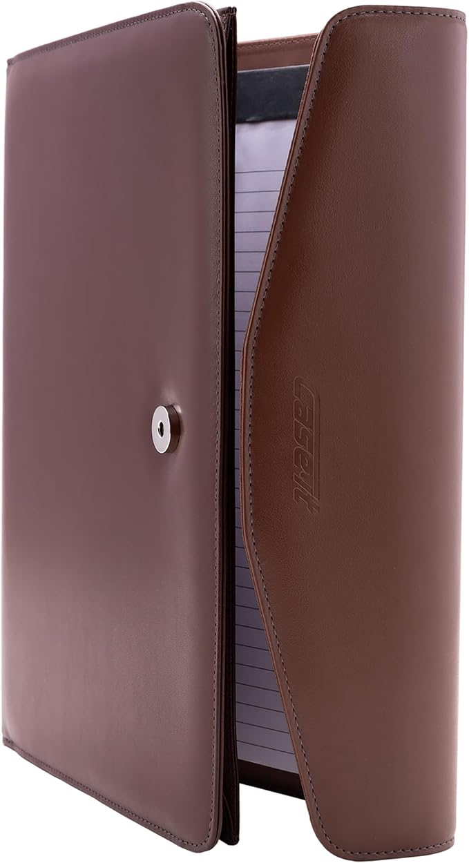 Case-It V.P Tri-Fold Business Meeting Padfolio | Professional Portfolio with Letter Size Writing Pad, Multiple Pockets, PAD-35 BRN