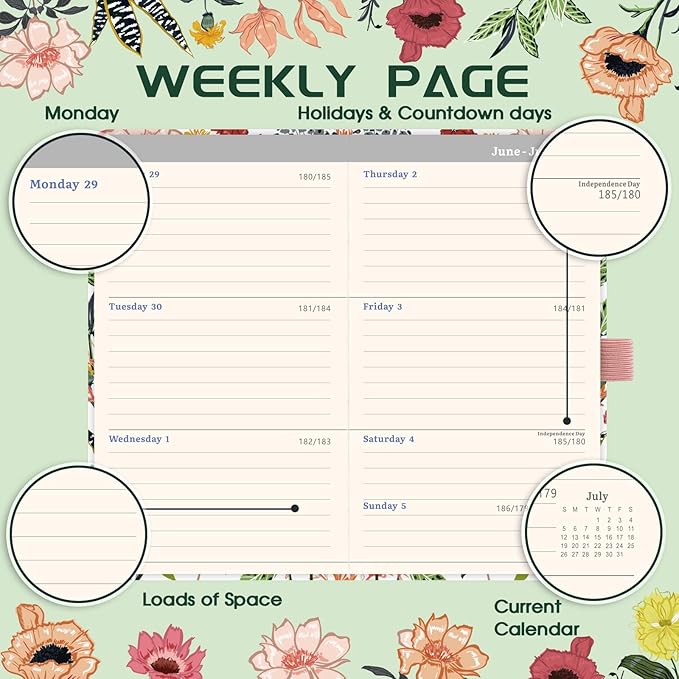 2026-2027 Pocket Planner/Calendar - July 2026 - June 2027, Pocket Calendar 2026-2027, Academic Planner, Weekly Monthly Planner, 6.3''×3.8'', Pen Loop, Pocket, 2 Book Marks, Elastic Closure, Note Pages