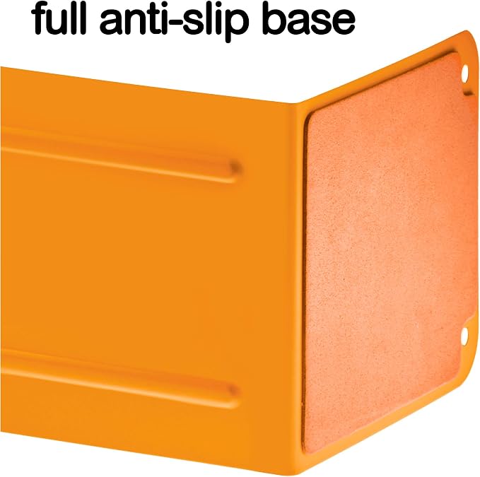 Acrimet Bookends for Shelves, Non-Skid Book Holder, Heavy Duty Book Stopper, Steel Metal Book Ends Storage for Home, Library, 6 7/8" H x 4" W x 4 1/2" D (Orange) (1 Pair / 2 Pieces)