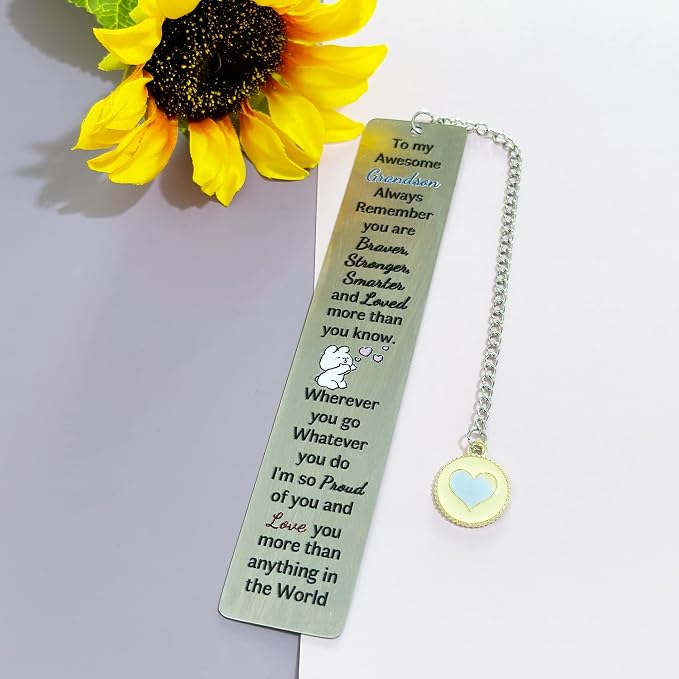 Grandson Bookmarks Graduation Gift Inspirational Go to University Encourage Keepsake Birthday Gift Christmas Distance Accompany Back to School Present Appreciate Book Accessory from Grandad Grandma