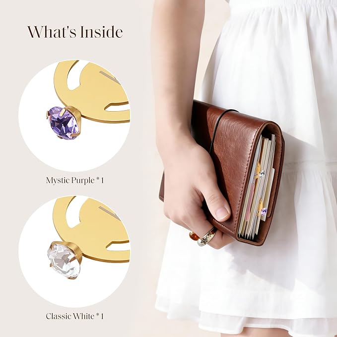 Bookish Bookmark for Women, 2 Pcs Sparkling Metal Book Marks with Crystal Accent for Reading Women Book Lovers, Purple & White