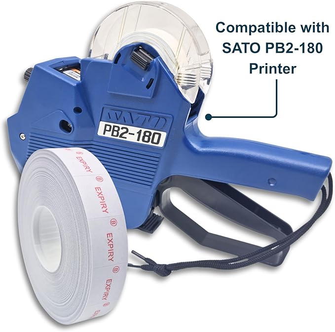 Expiry Label Roll, 1500 Labels with Permanent Adhesive, 16mm x 18mm (Approx 0.6" x 0.7"), Compatible with SATO PB2-180 (Red Type on White Label)