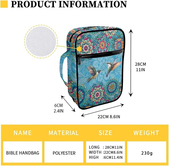 Coldinair Boho Mandala Bible Covers for Women Bible Case with Bookmark Large Carrying Book Case Church Bag Protective with Pocket and Zipper