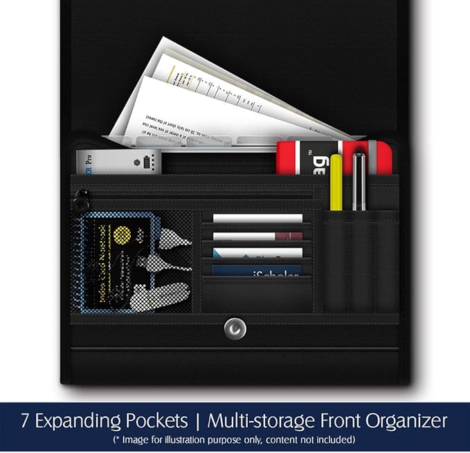 iQ Plus Premium 7 Pocket Fabric Expanding Folder, 13 x 10 Inches, Color Will Vary (34107)