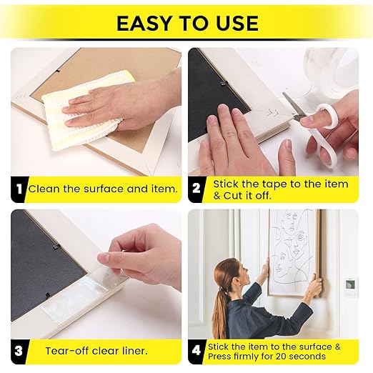 VUBOJO 2 Rolls Double Sided Tape Heavy Duty - 240" x 1.18" -Removable Nano Double Sided Adhesive Tape, Clear Mounting Tape Picture Hanging Adhesive Strips (20FT)