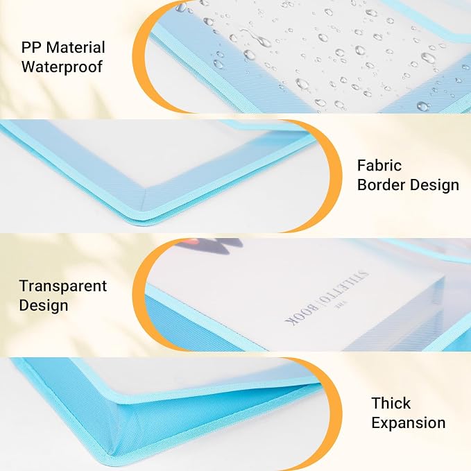 Plastic Expanding File Folder, Clear Envelopes Fit Letter & A4 Size, Folders for Documents with Snap Closure, No Dividers, Large Capacity (3, Warm Colors)