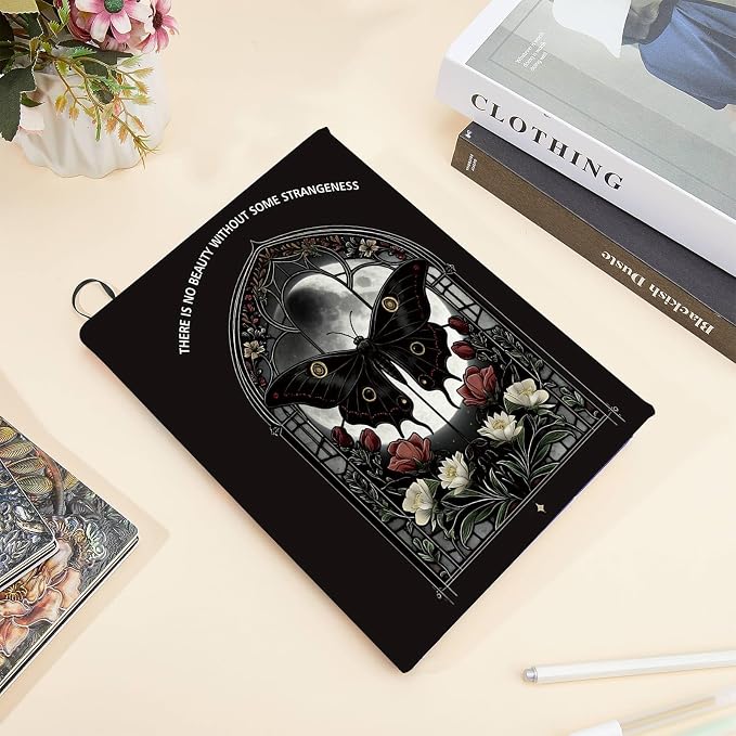 CRASPIRE Butterfly Stretchable Book Cover Jumbo Fabric Black Vintage Reusable Washable Large Nylon Book Protector Elastic Notebook Wraps Suitable for Large Paperbacks Textbook Bookish Hardcover