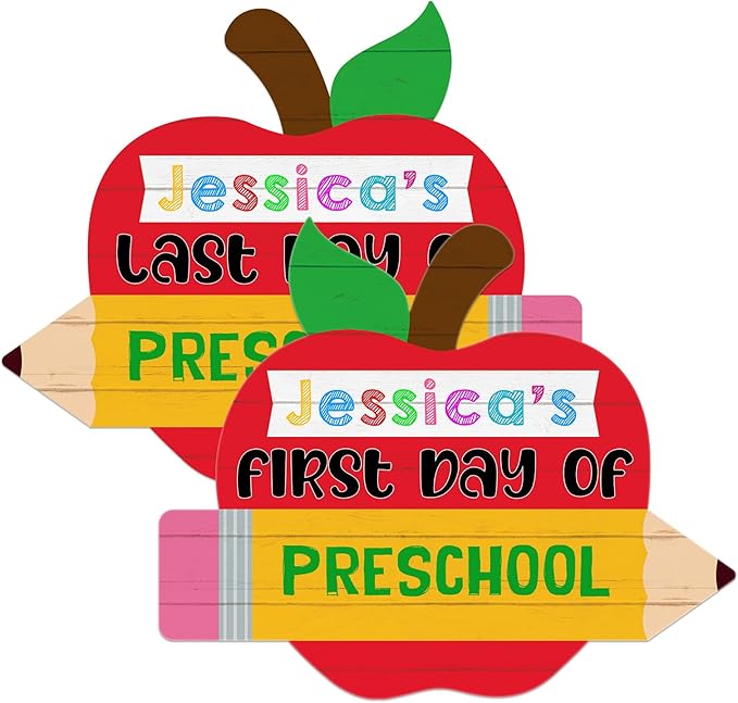 WaaHome First and Last Day of School Chalkboard Sign - My 1st Day of Preschool Kindergarten Sign Back to School Signs Photo Prop Supplies for Kids Girls Boys, Double Sided